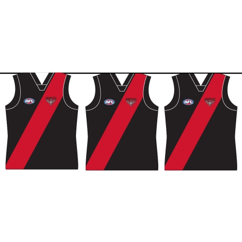 Essendon Bombers black and red guernsey-shaped AFL party bunting