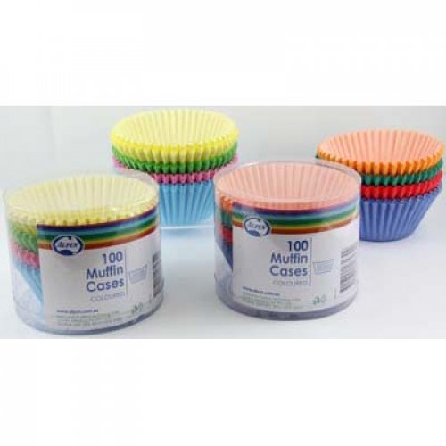 100 Muffin Cases Multi Coloured