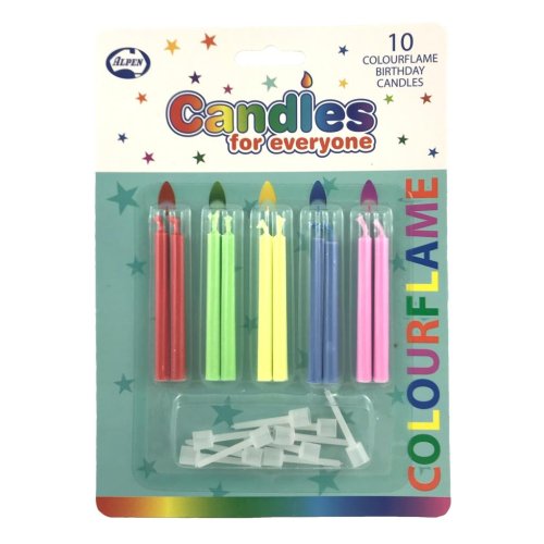 Flame Birthday Candles Assorted Colours