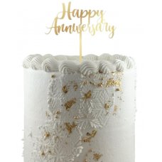 Happy Anniversary Gold  Acrylic Cake Topper