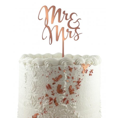Acrylic Rose Gold Mr & Mrs Cake Topper