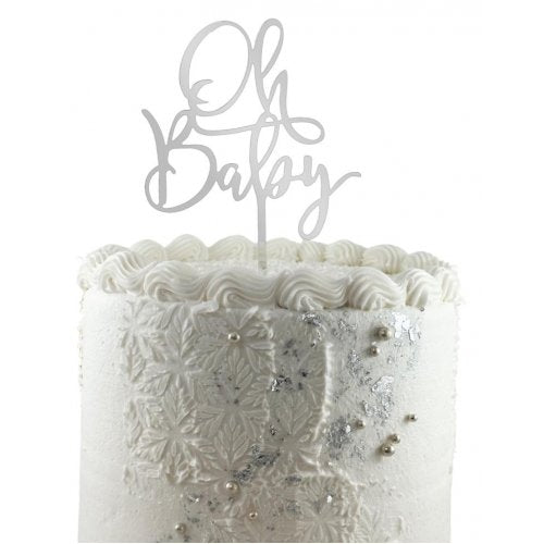 Acrylic Oh Baby Silver Cake Topper