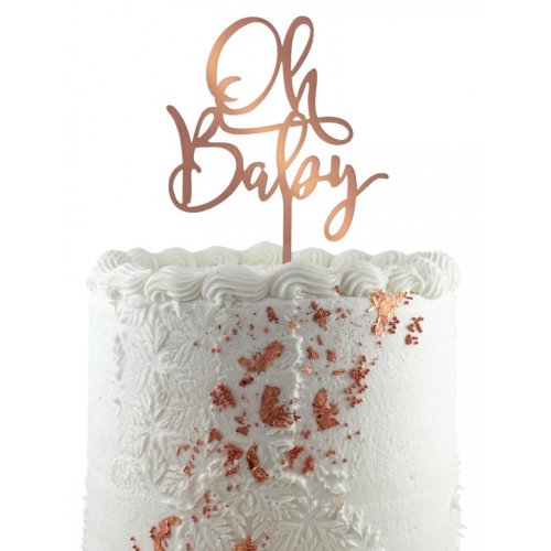 Acrylic Oh Baby Rose Gold Cake Topper