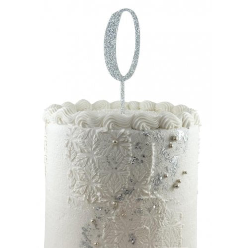 #0 Cake Topper Glitter Silver