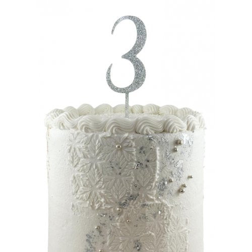 #3 Cake Topper Glitter Silver