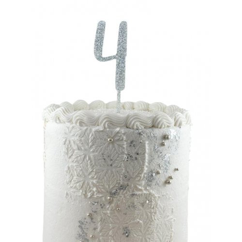 #4 Cake Topper Glitter Silver