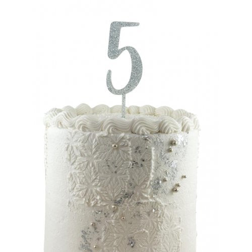 #5 Cake Topper Glitter Silver