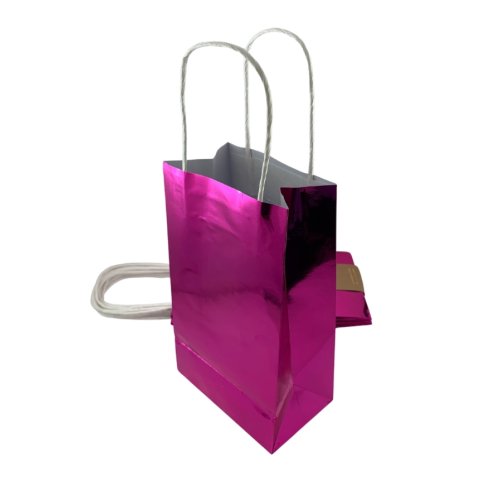 Metallic Paper Party Bags Hot Pink 5 Pk