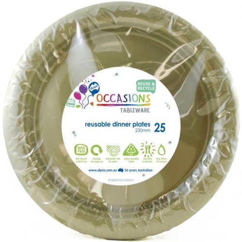 Plastic Dinner Plate 25 Pack - Gold