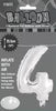 Silver "4" Numeral Foil Balloon 35cm