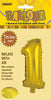 Gold "1" Numeral Foil Balloon 35cm