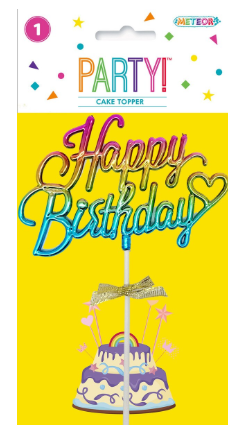 Rainbow Happy Birthday Cake Topper With Bow