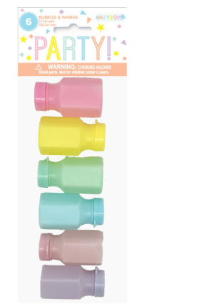 6 Pastel Bubble Bottles & Wands