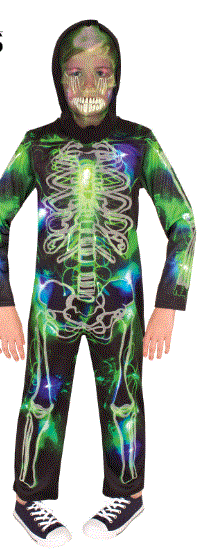 Spooky Glow In The Dark Kids Skeleton Costume 6-8 Years