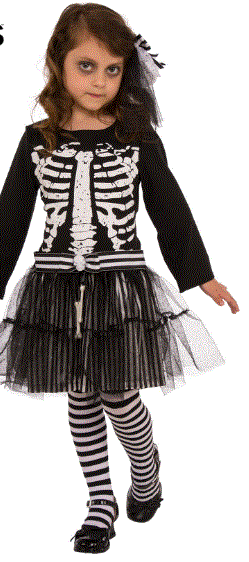 Little Skeleton Girls Costume - 9 - 12 Years