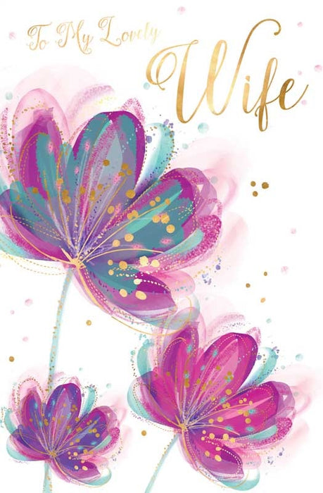 To My Lovely Wife With Flowers Birthday Card