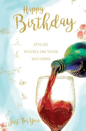Elegance Happy Wine Birthday Card