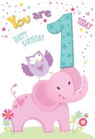You Are One Today Elephants & Owls Deluxe Card