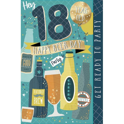 Elegance 18th Happy Beer Day Birthday Card