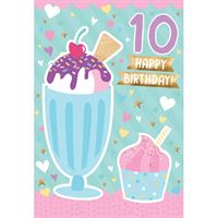 Happy 10th Birthday - Milkshake & Cupcake