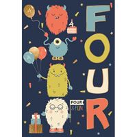 Four & Fun Birthday Card With Cute Monsters