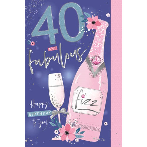 Elegance 40 And Fabulous Birthday Card