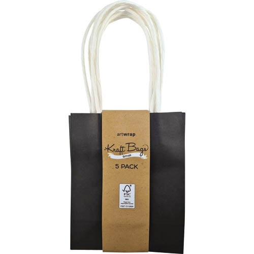 Small Black Kraft Gift Bag 5pk