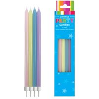 Pastel Candles With Holder 12PK