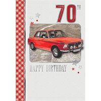 70th Birthday Car Birthday Card - Deluxe