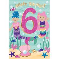 Happy 6th Birthday Deluxe Mermaid Card