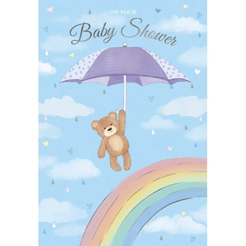 Deluxe Baby Shower Blue Rainbow Card