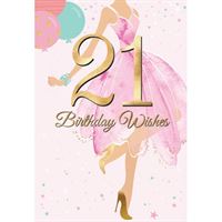 21st Birthday Wishes Female Birthday Card - Deluxe