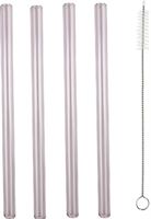 ﻿Short Glass Straws Pink 4 Pack With Cleaner Frankie & Me