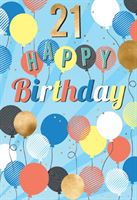 Coloured Balloons Happy Birthday 21st Deluxe Card