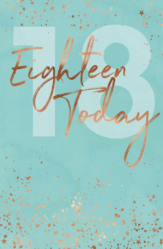 Eighteen Today Birthday Card Teal With Rose Gold