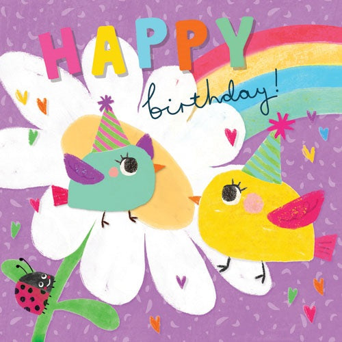 Happy Birthday Colourful Birds Birthday Card