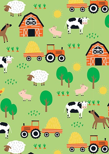 Folded Gift Wrap Farm Yard