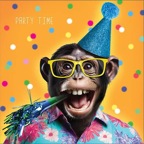 Party Time Monkey Birthday Card