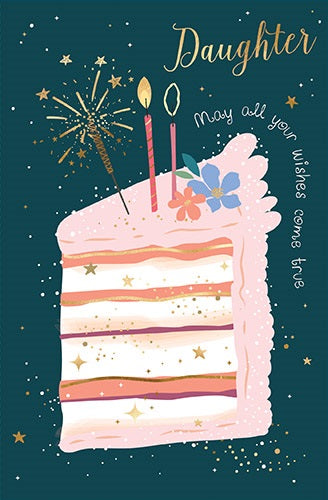 Daughter Birthday Card With Cake And Candles
