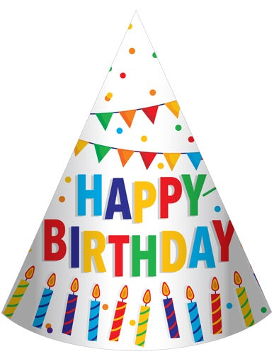 Happy Birthday  Party Hats 8 Pack