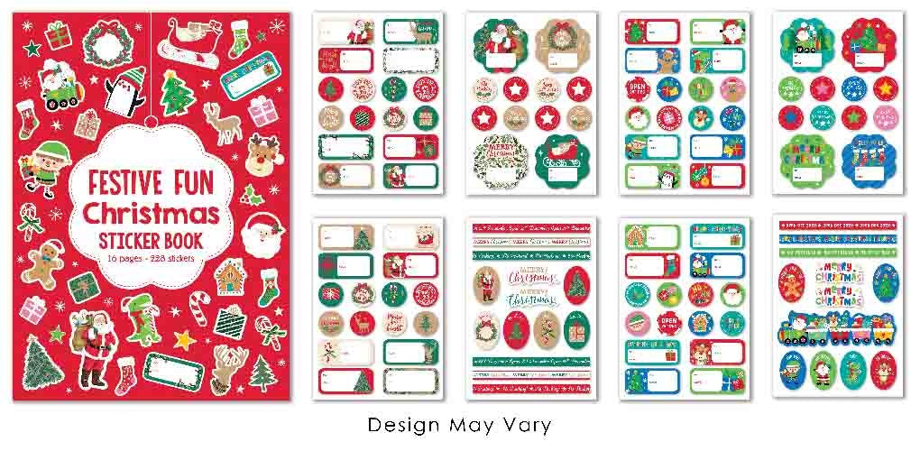 Christmas Sticker Book 16 Pages - 228 Stickers