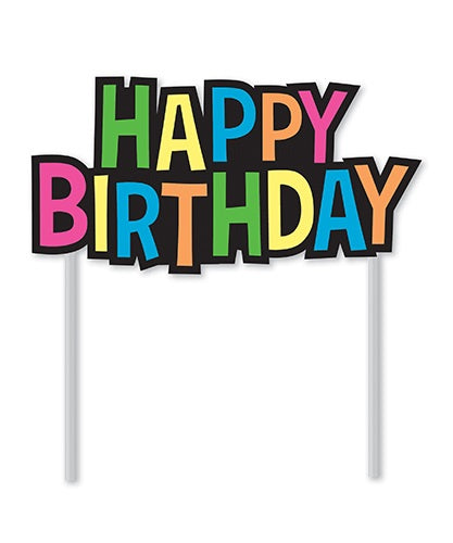 Happy Birthday Neon Cake Topper