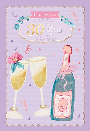 Cheers To 30 Years Birthday Card
