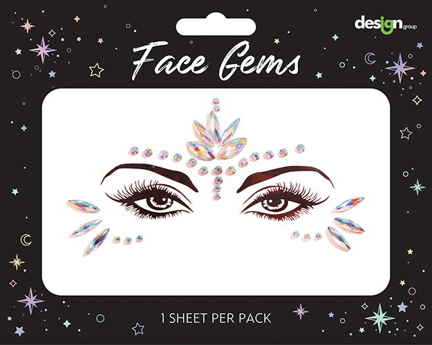 Face Gems - Pink/White Iridescent