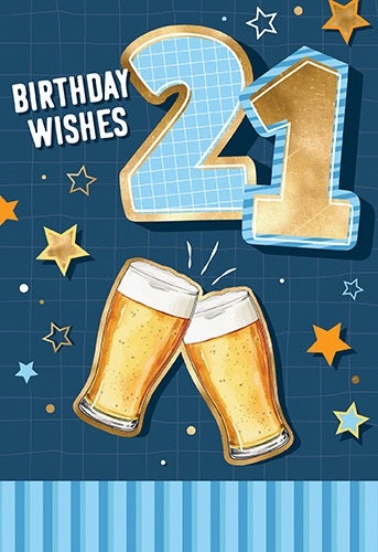Deluxe 21st Birthday Wishes Card