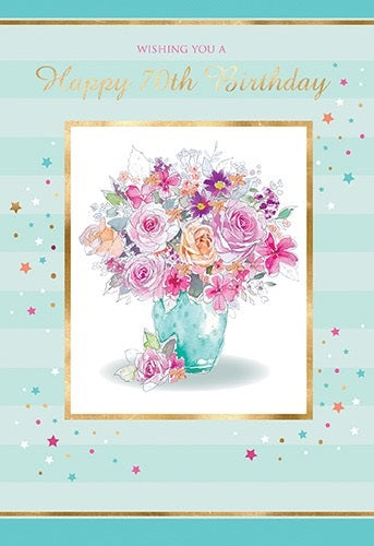 Wishing You A Happy 70th Birthday With Flowers