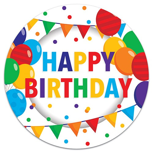 Happy Birthday Paper Party Plates 8Pk/23cm