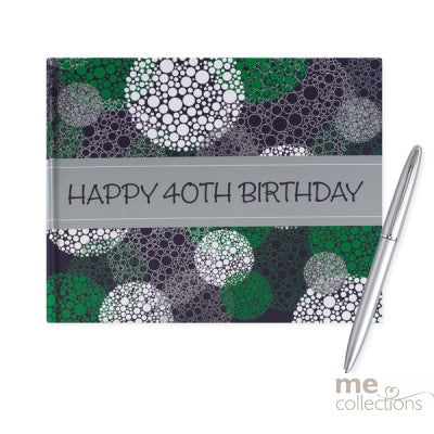 40th Birthday Green and Grey Guest Book