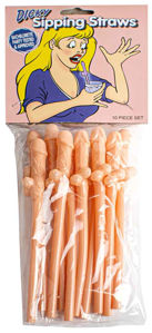 Flesh Tone Pecker Straws Pack Of 10