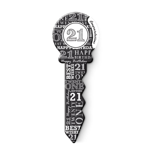 21st Birthday Key Grey - Small